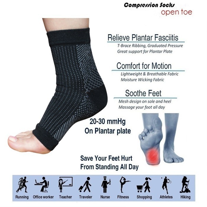 1Pair Plantar Fasciitis Socks Sleeves,30-40mmHg Compression Socks for Ankle