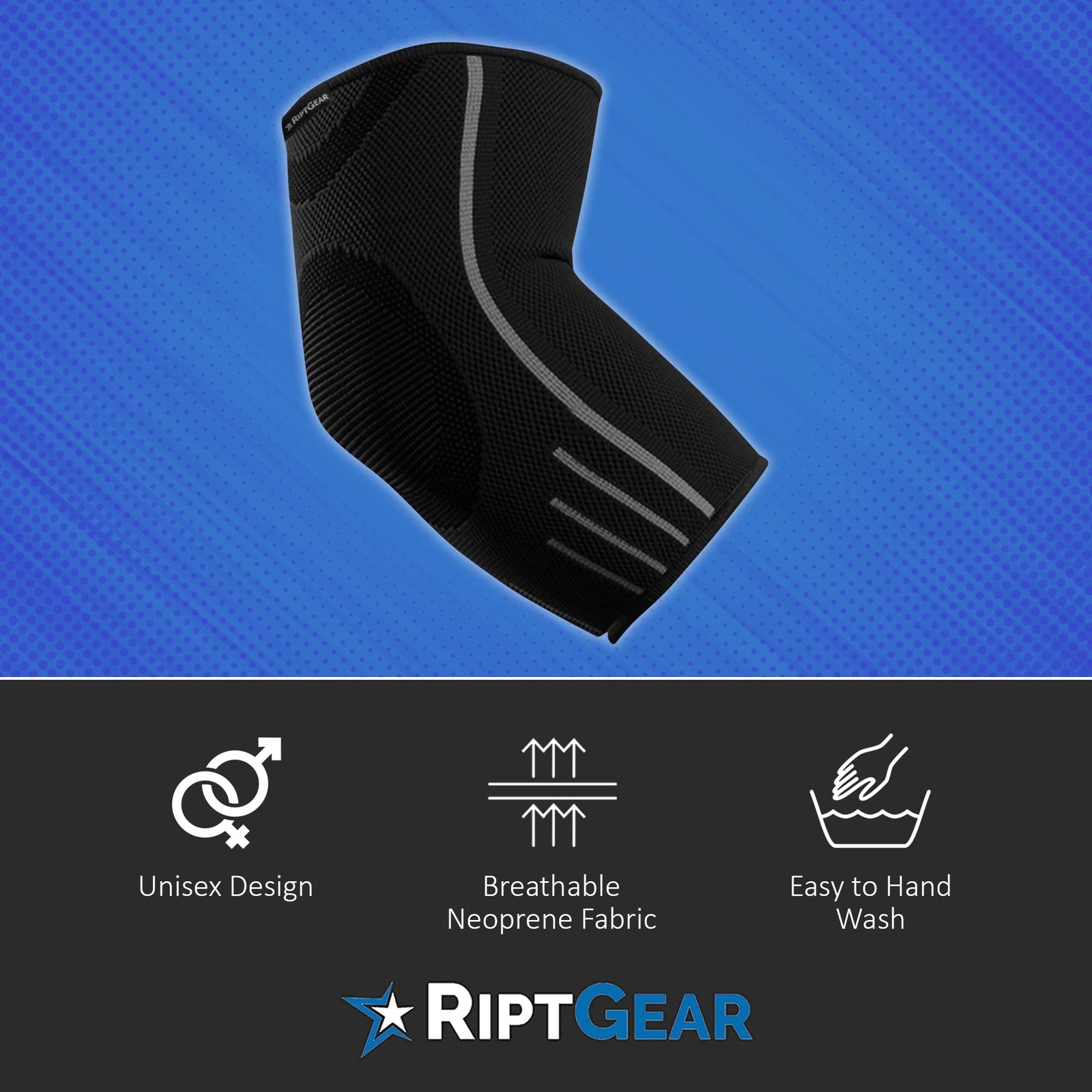 RiptGear Elbow Compression Sleeve – Brace for X-Large, Black (1 Pack)