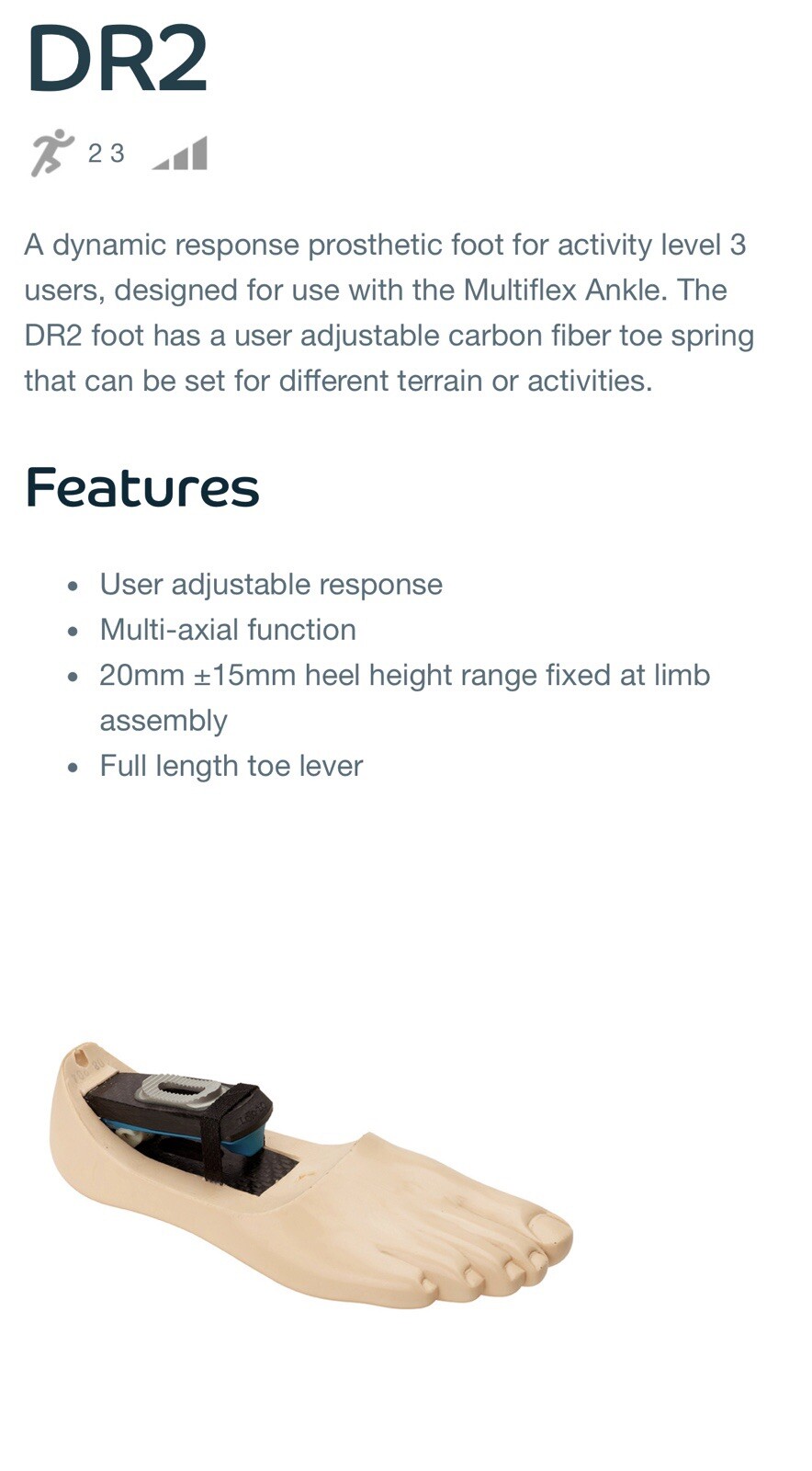 Blatchford Endolite Left Dr2 W/ Multiflex Ankle Prosthetic Foot. Left Size 26