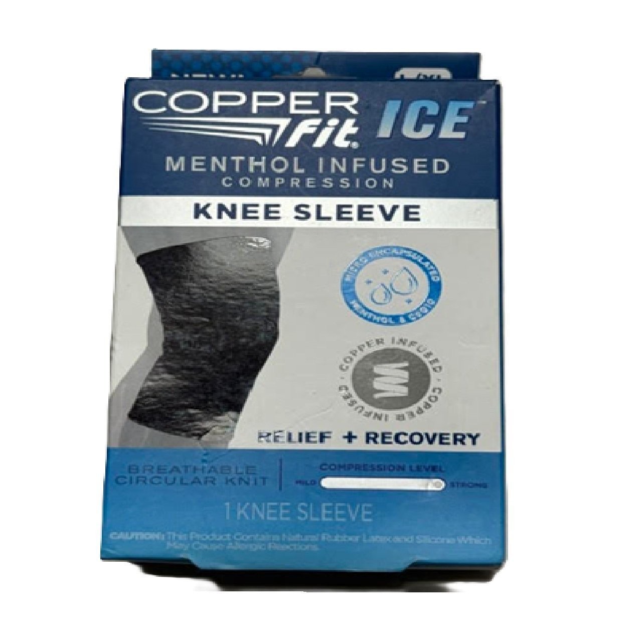 Copper Fit Ice Knee Sleeve Compression Infused W/Cooling Action & Menthol – L/XL
