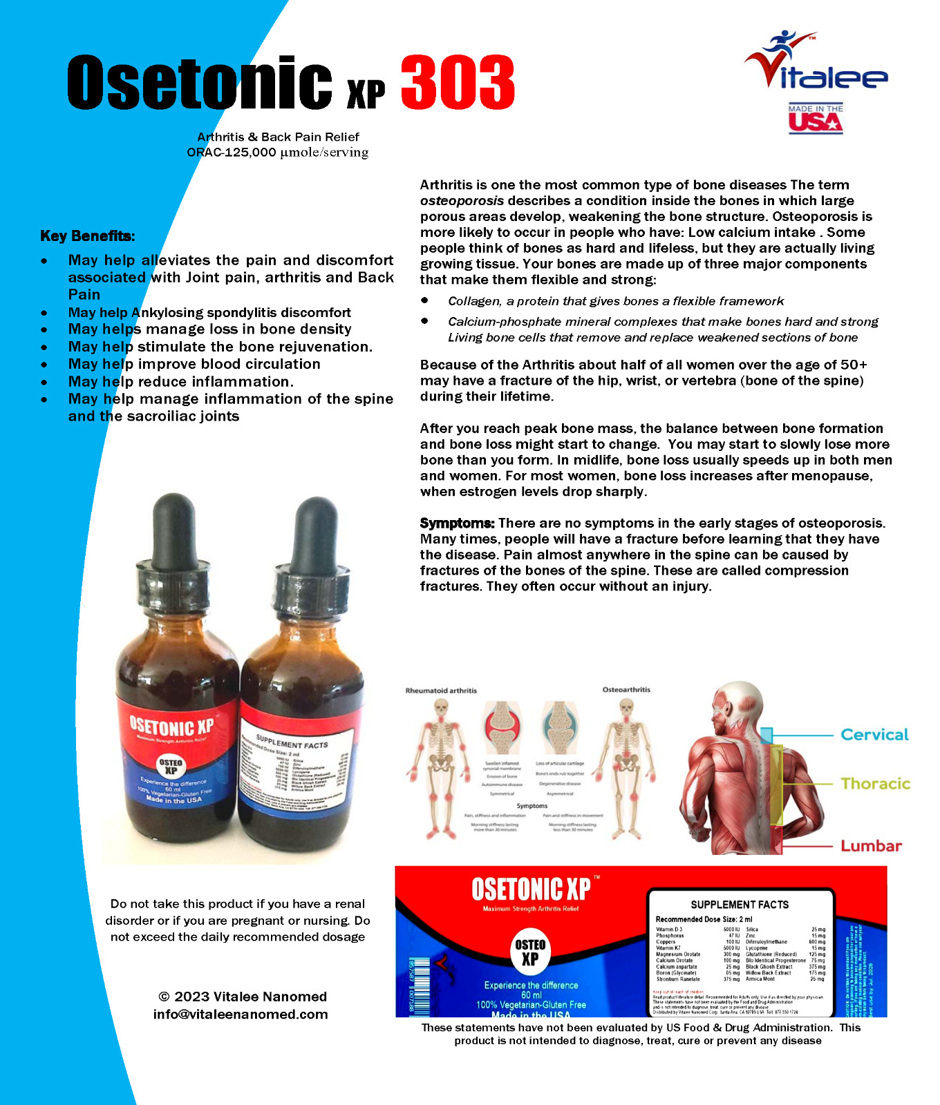 Osetonic XP -Arthritis & Back Pain Relief Family Pack (3 bottles 60 ml)
