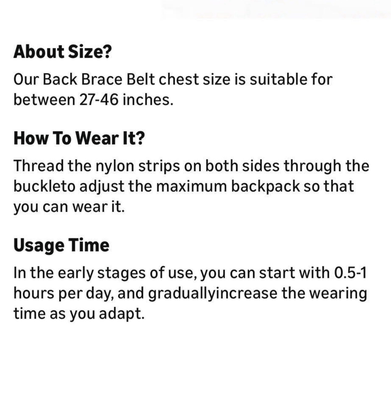 Adjustable Breathable Back Posture Corrector Brace, Nylon, Chest 27-46 in, Black