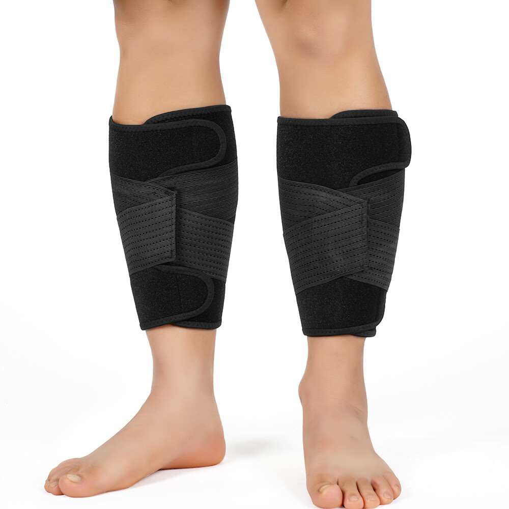 CFR Calf Brace Shin Splint Support Adjustable Lower Leg Compression Wrap Black