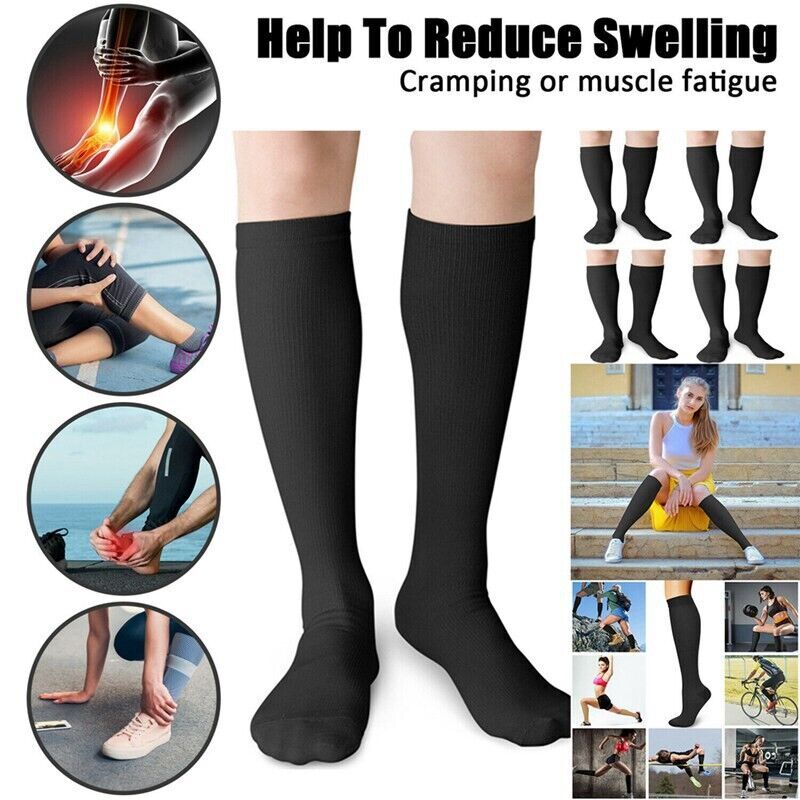 3 Pairs Closed Toe Knee High Compression Socks 15-20mmHg for Women and Men Socks