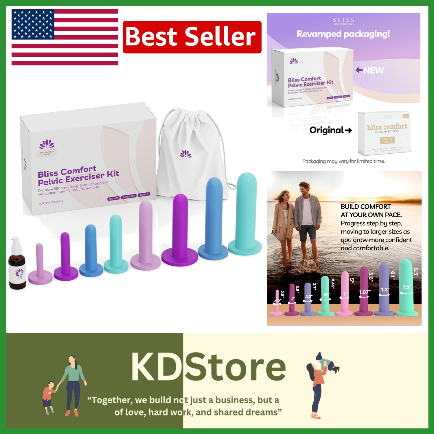 Progressive 8-Piece Silicone Wellness Tools & Glide Bottle for Comfort & Care