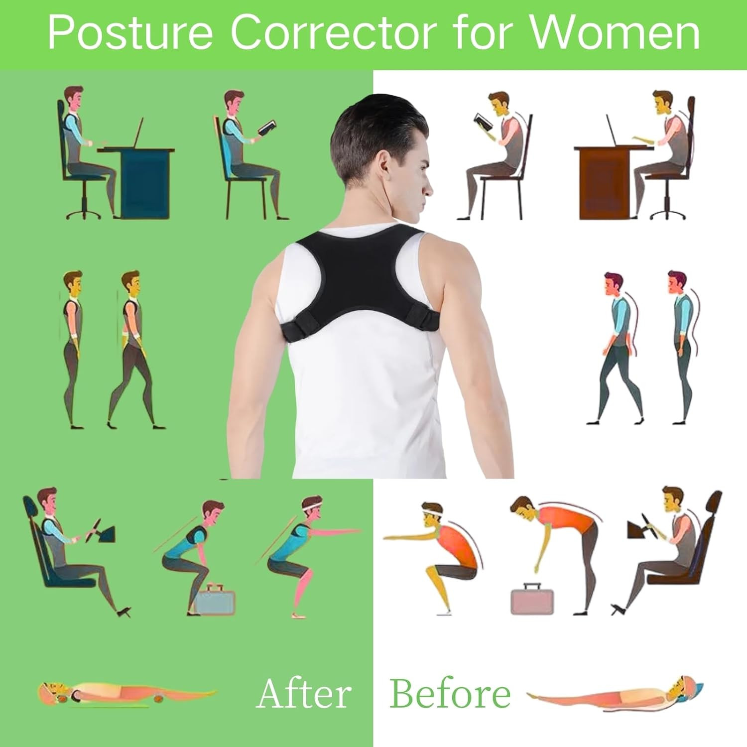 Posture Corrector for Men, Comfortable Straightener Posture Corrector, Breathabl