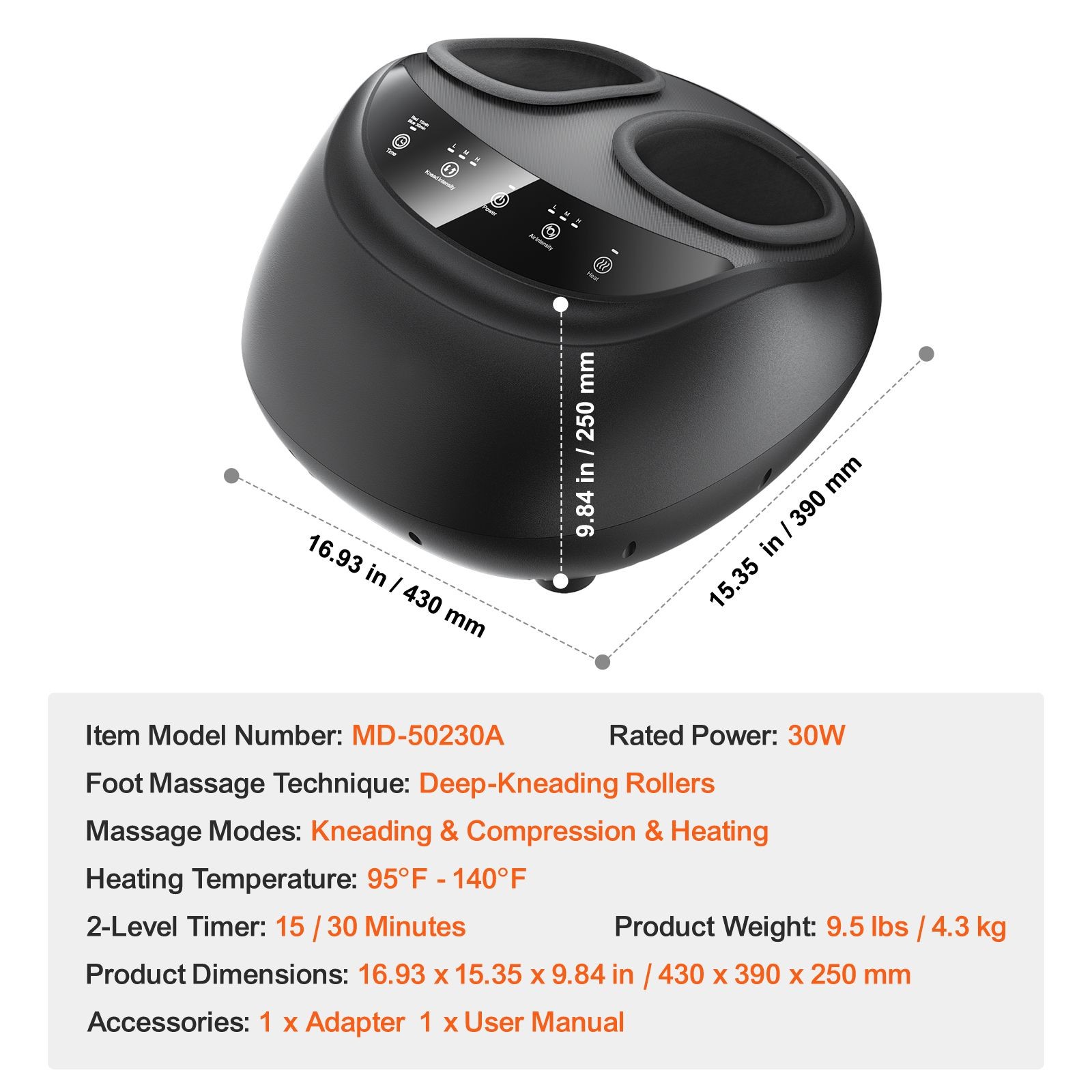 Foot Massager Machine with Heat, Deep – Kneading, Compression, and Shiatsu for