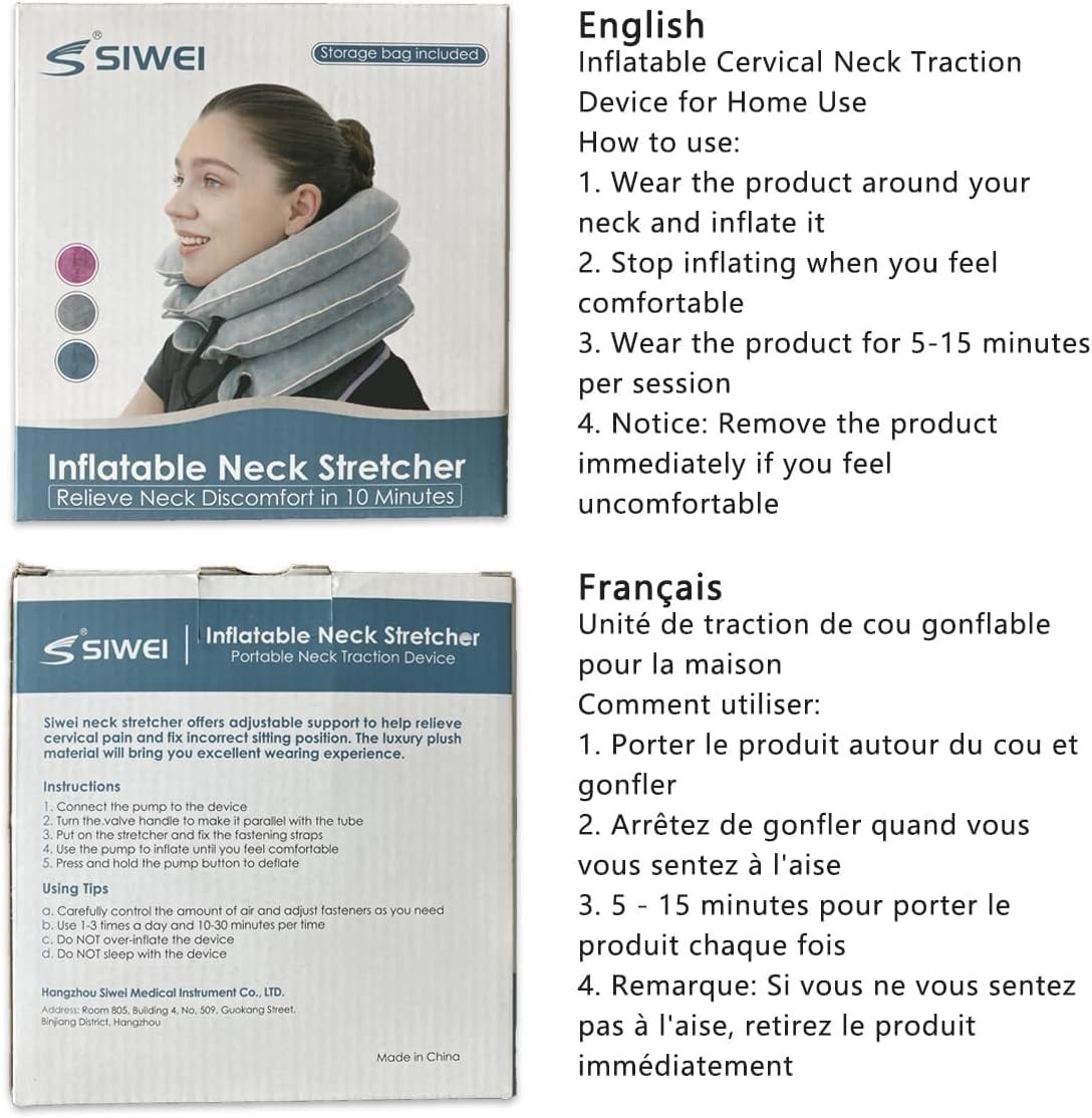 Lightweight Adjustable Neck Traction Pillow – Instant Pain Relief, 12-17″ Fit