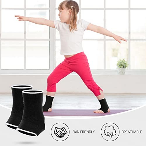 4 Pieces/ 2 Pair Kids Ankle Support Brace Elastic 5-10 Years Black, Dark Blue