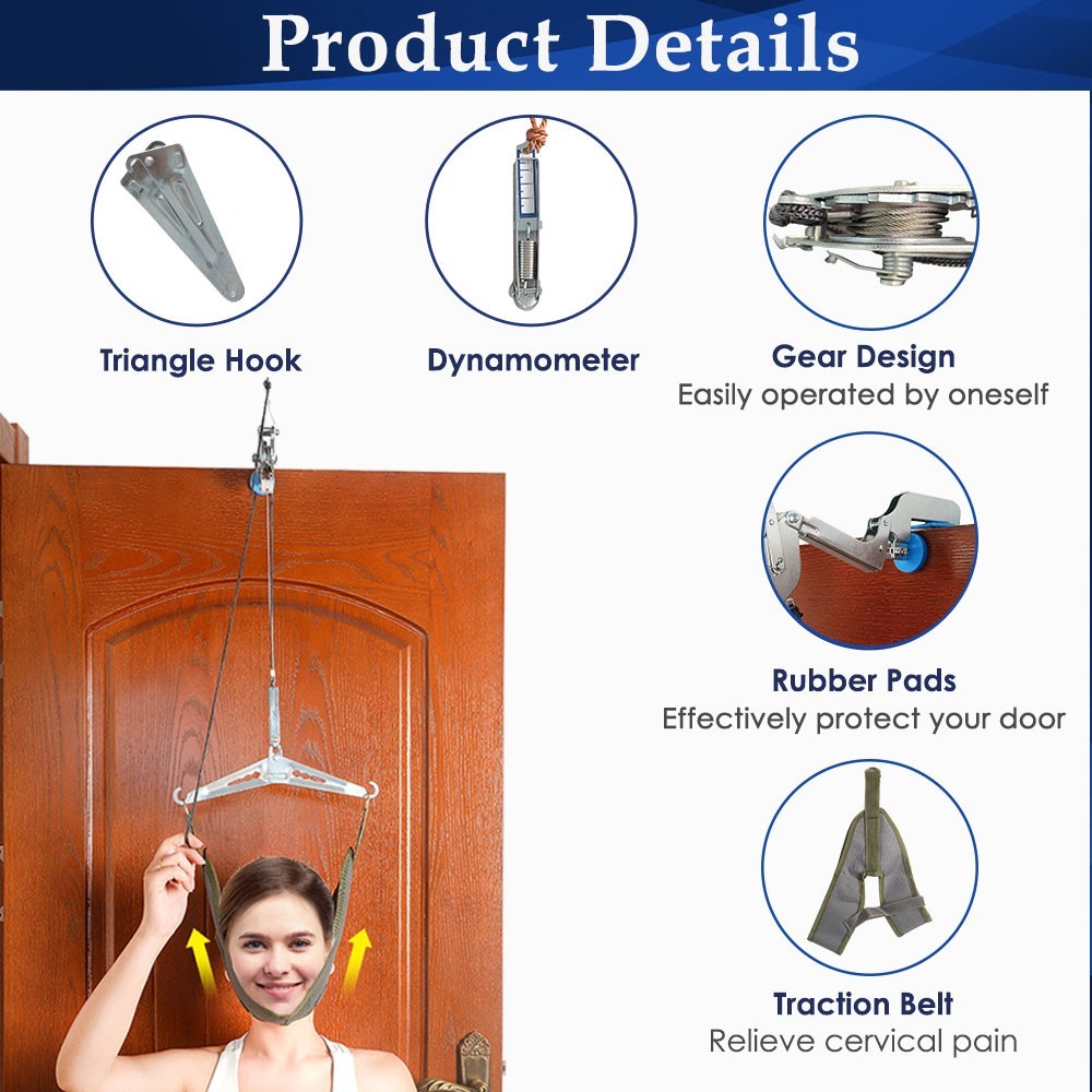 Cervical Neck Traction Stretcher Over Door Head Brace for Pain Relief at Home