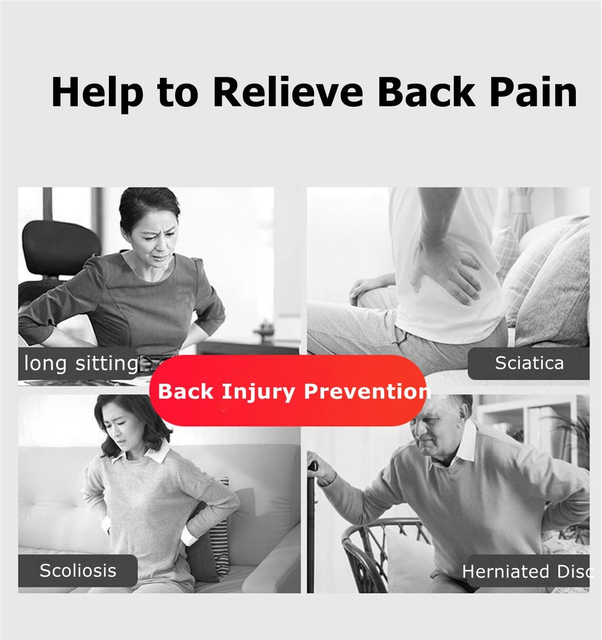 Heating Lower Back Brace Cordless Support Belt for Pain Universal, Gray