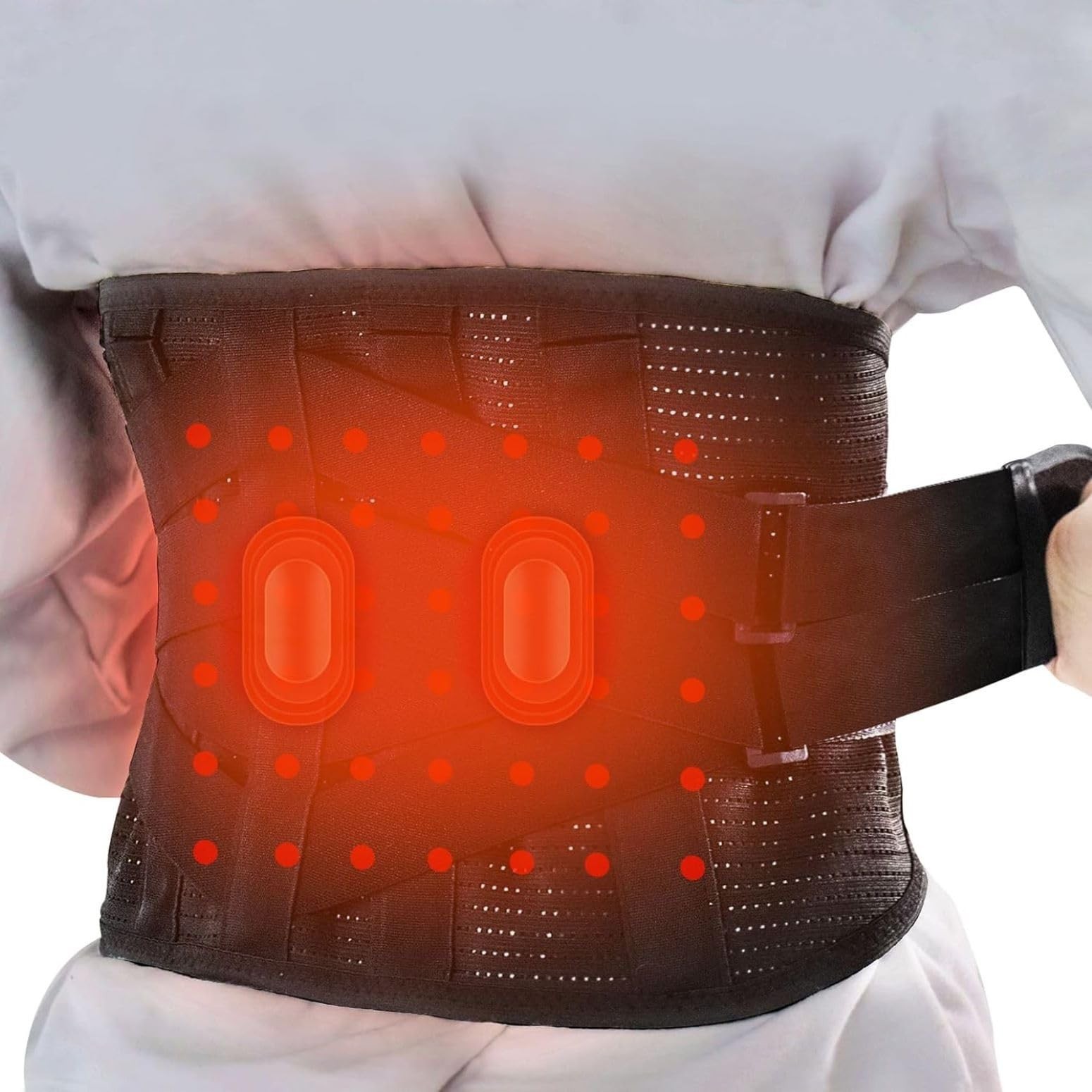 Heated Back Support Belt – Breathable Lumbar Brace with Heating Pad for Pain Rel