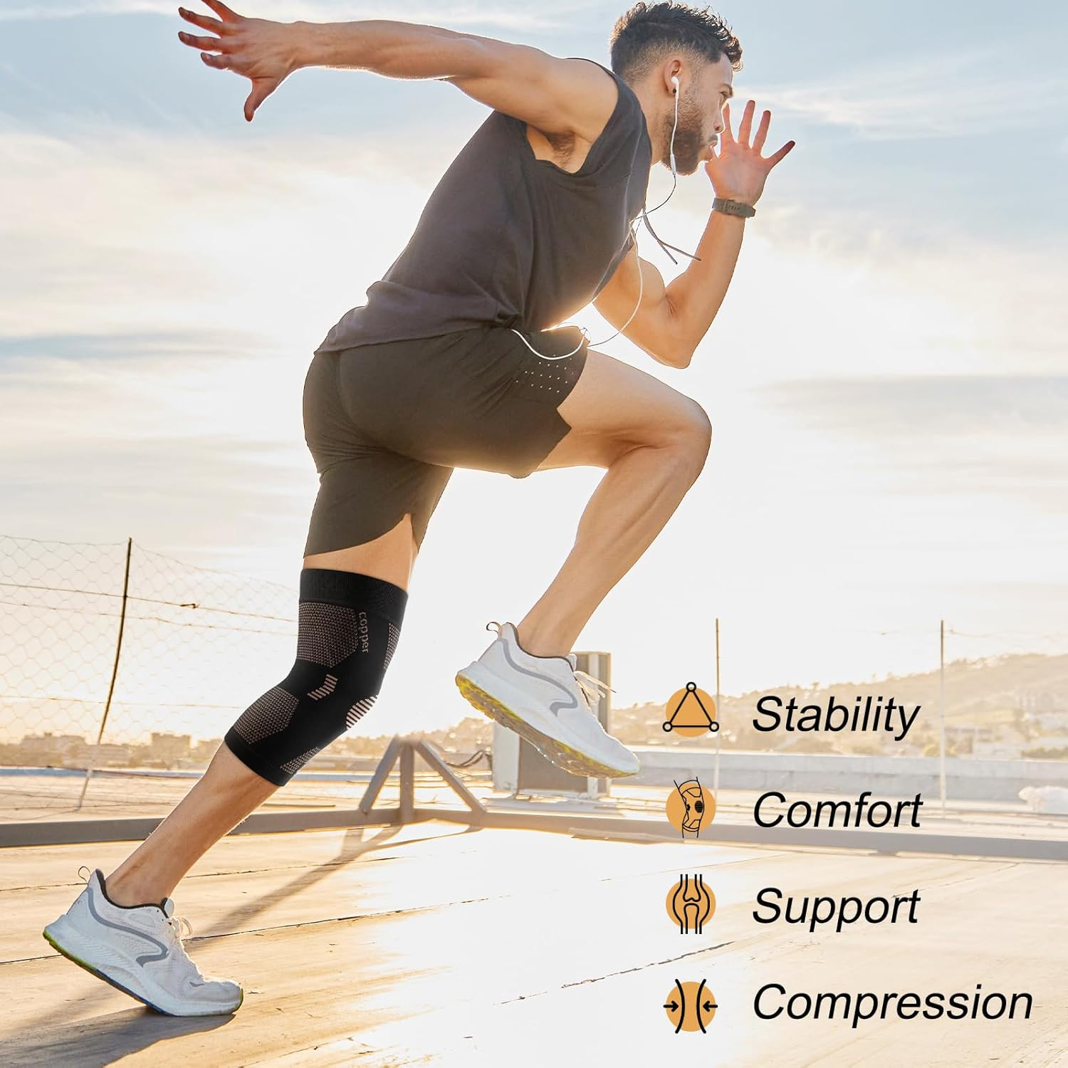 Copper Knee Brace for Women and Men, Knee Compression Sleeve for Knee Pain, Arth