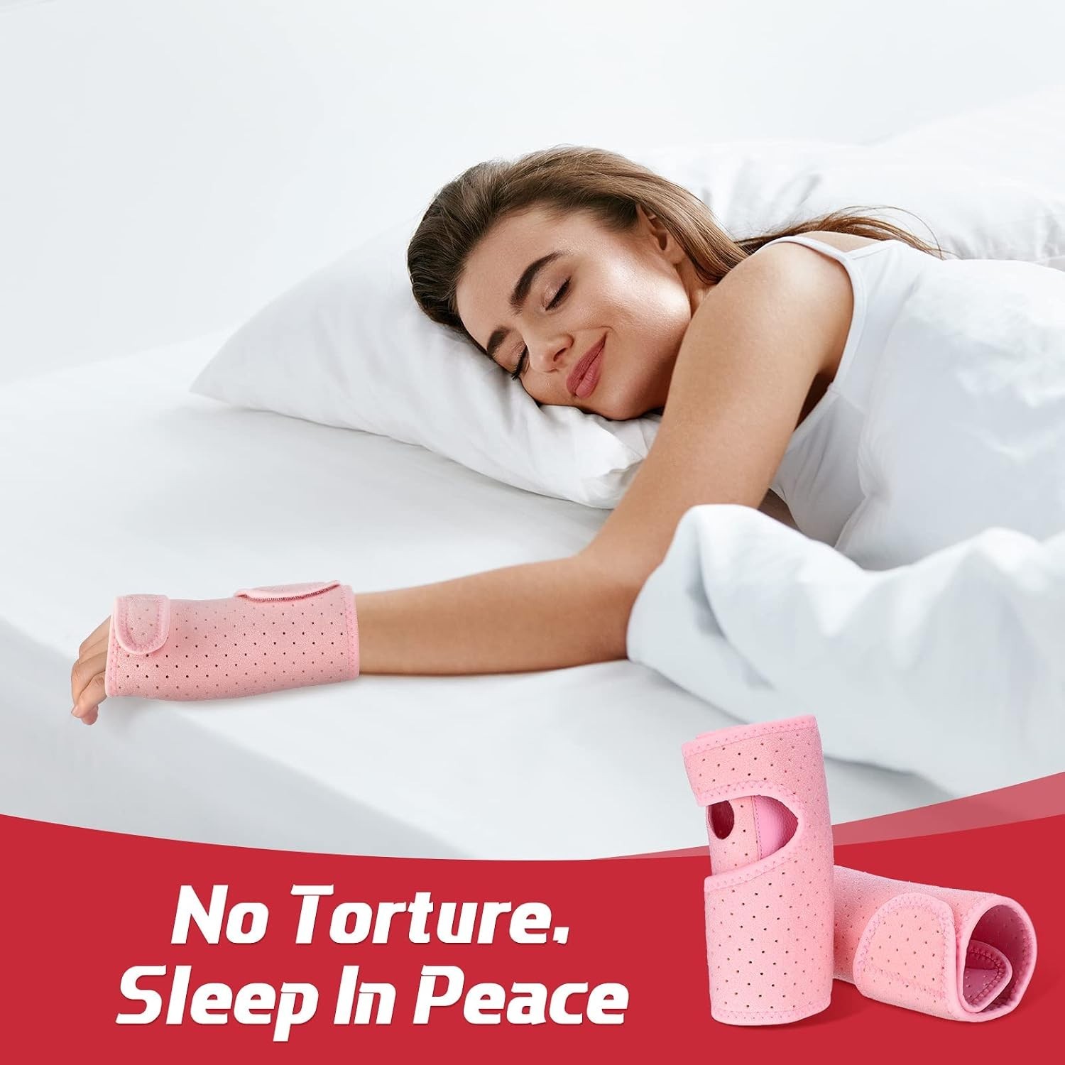 Stylish Pink Carpal Tunnel Wrist Support – Breathable Adjustable Splints, 2 Pack