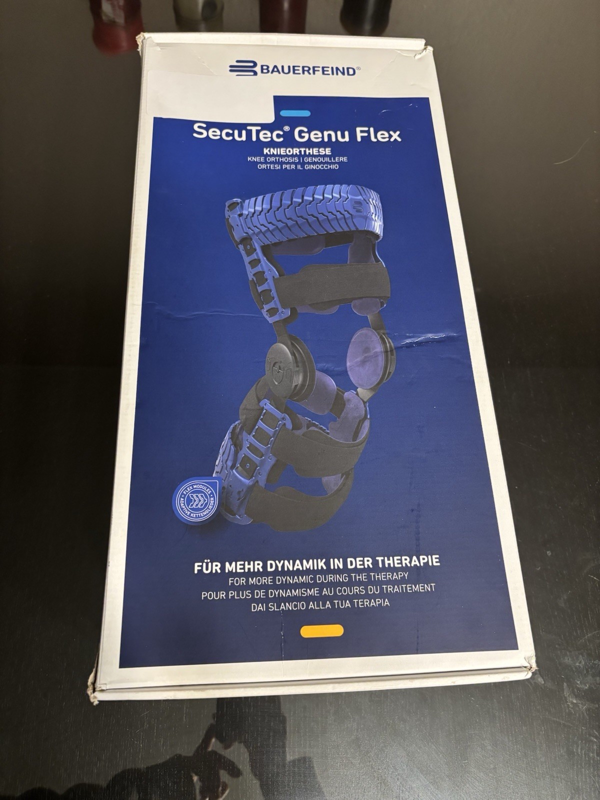 Bauerfeind SecuTec Gene Flex, Knee Brace Size 1 Adjust Type L Blue Color