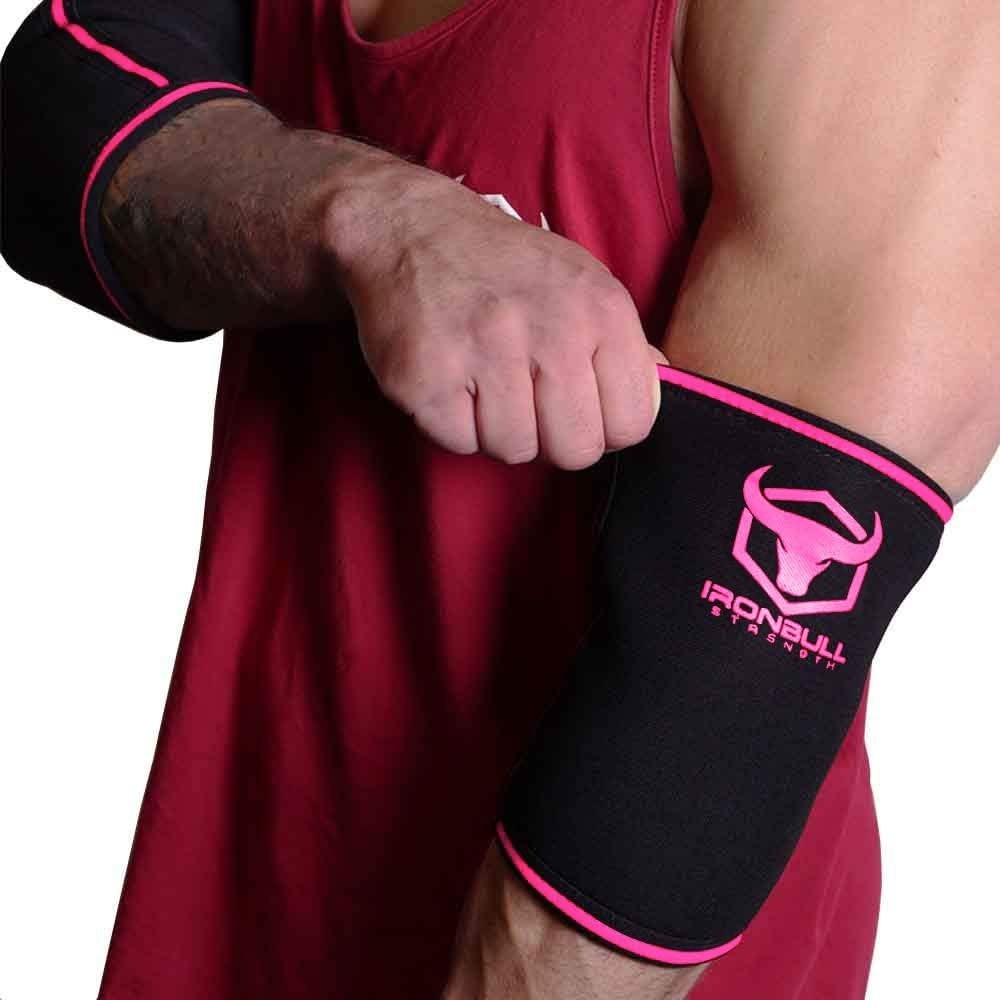Elbow Compression Sleeves for Men & Women – 5mm Neoprene, Small Size, Black/Pink