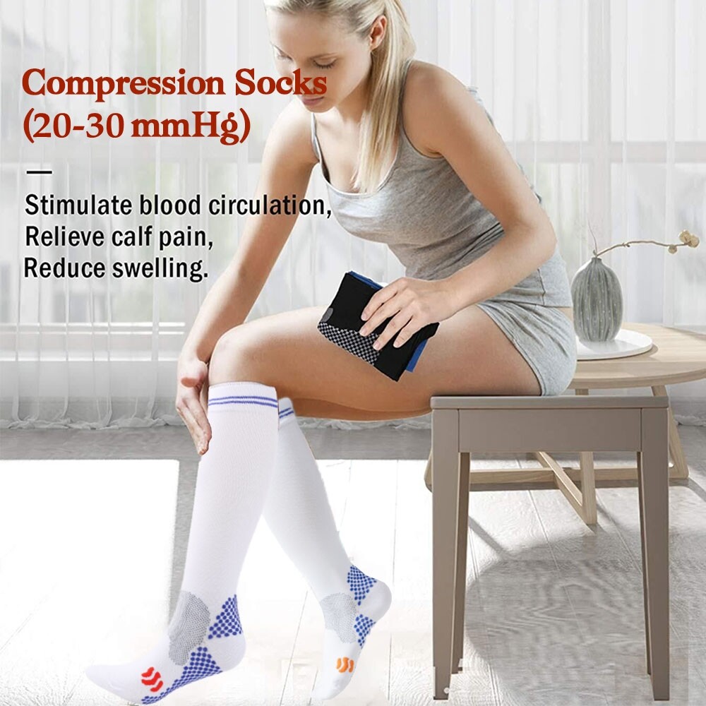 Athletic Long Socks, 3 Pairs Compression Socks for Nurse Edema Diabetic Travel
