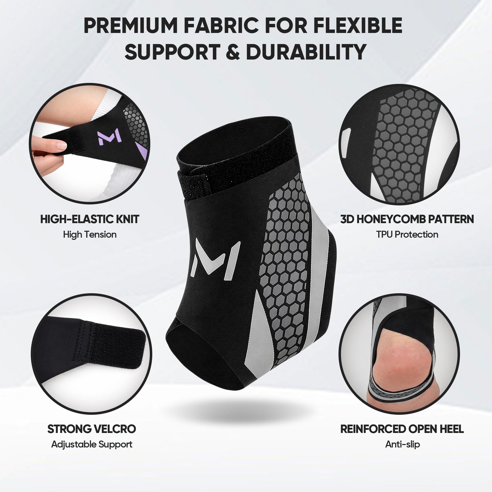 Qiknuny 2 Pack Ankle Brace Compression Support for Men Women