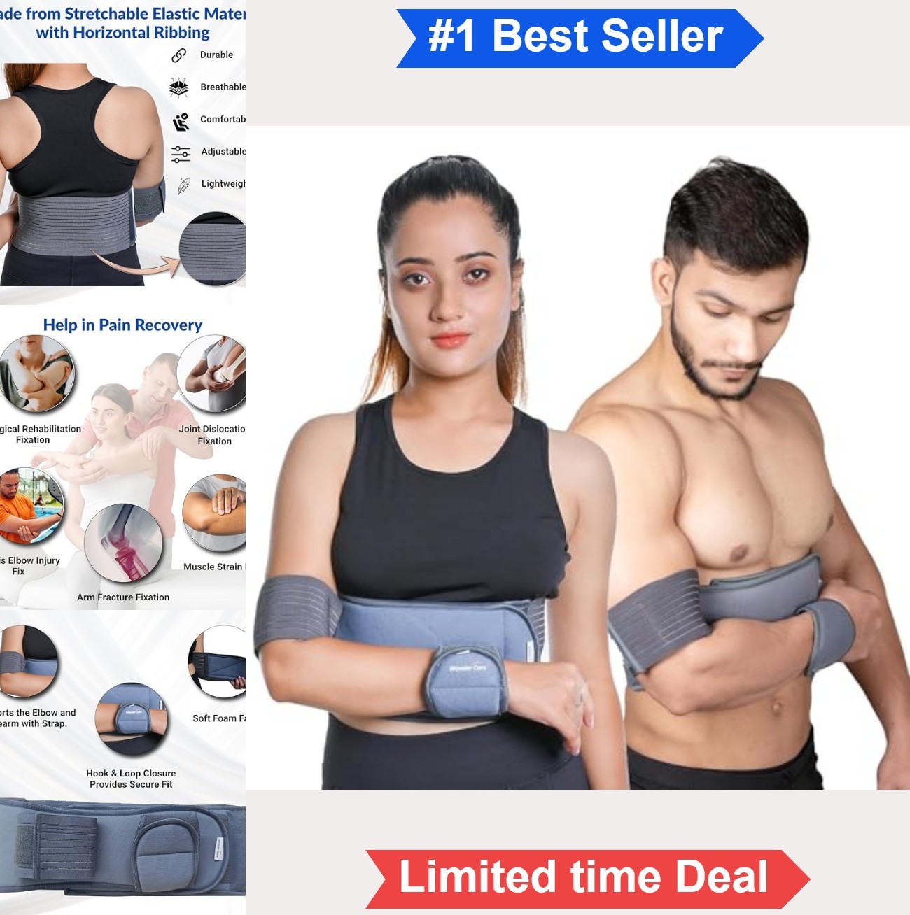 Shoulder Support Brace Arm Sling Immobilizer 31-35 Inch Cotton Left Right