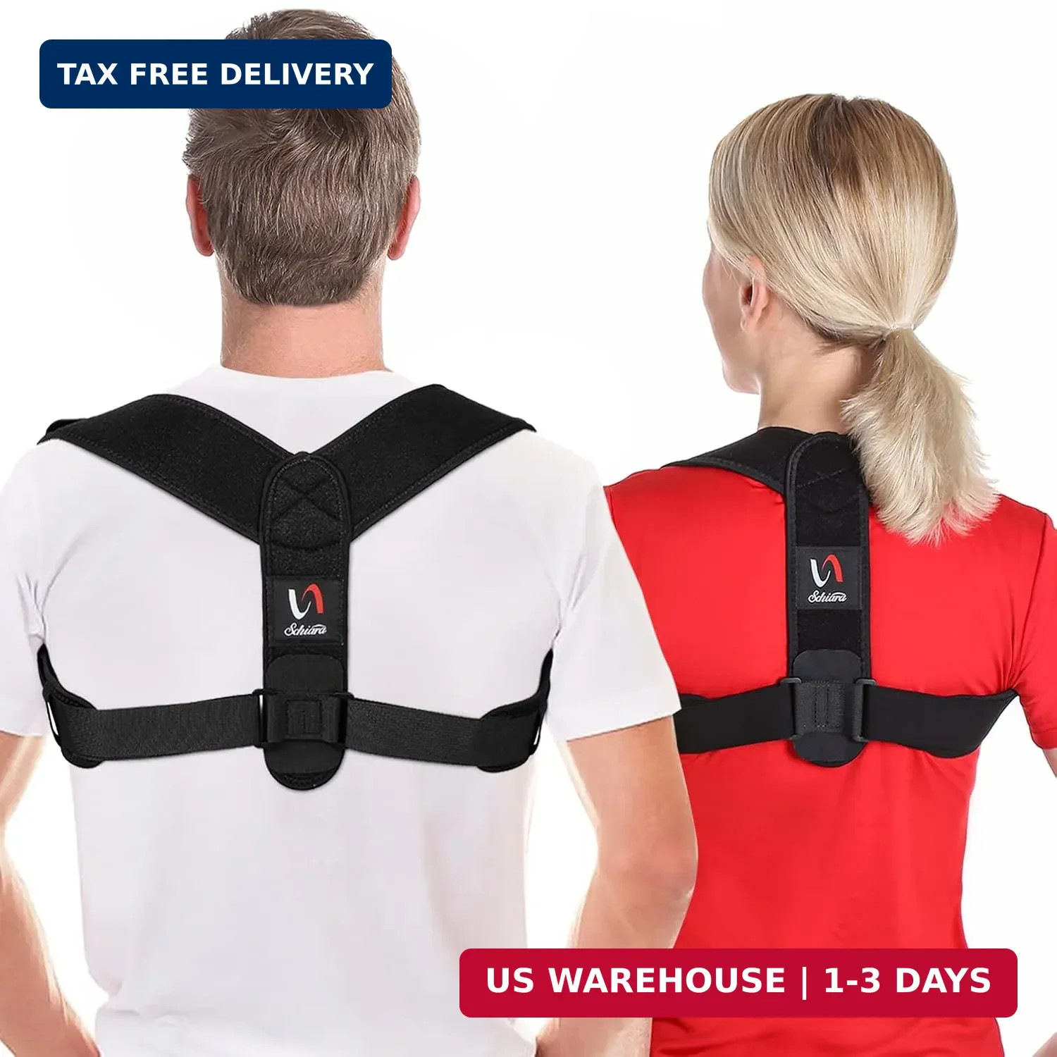 Schiara Posture Corrector for Men and Women, Comfortable Upper and Back Brace, A