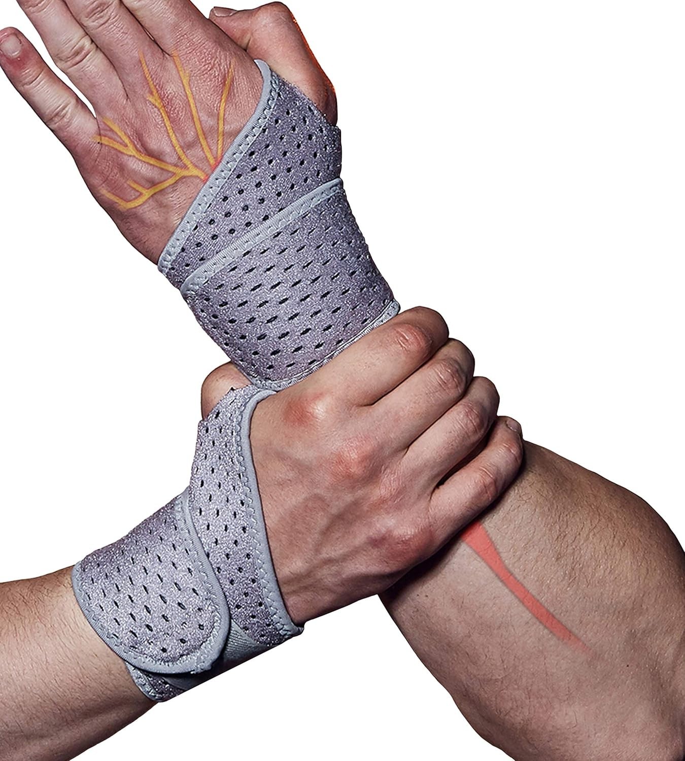 2 Pack Wrist Compression Strap and Wrist Brace Sport Wrist Support for Fit