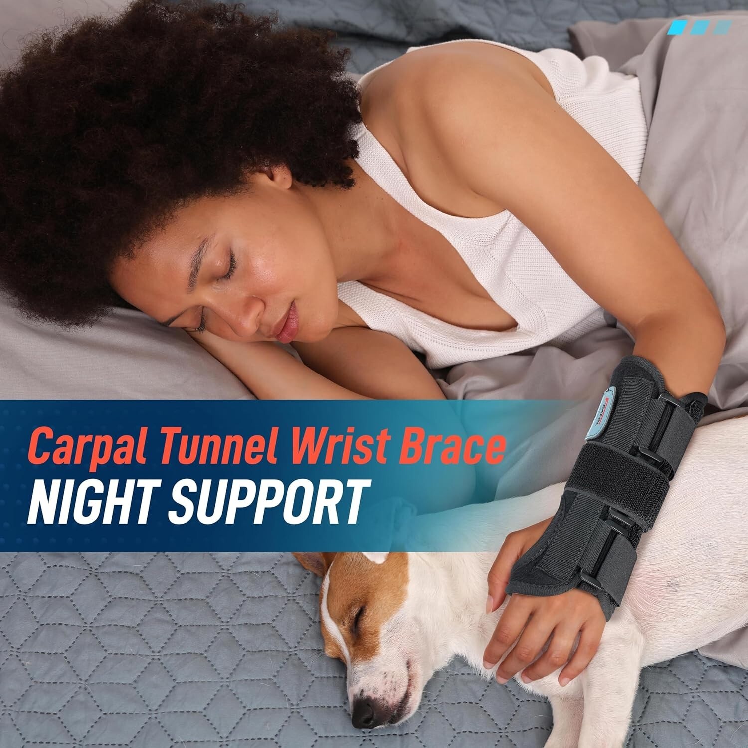 Adjustable Wrist Brace for Carpal Tunnel with Removable Ice Pack – Right Hand