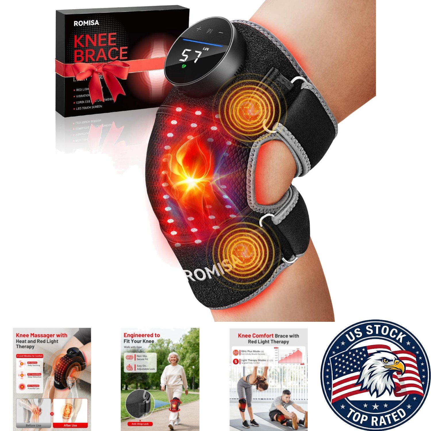 Intelligent Touchscreen Knee Massager: Heated Vibration & Cordless Relief