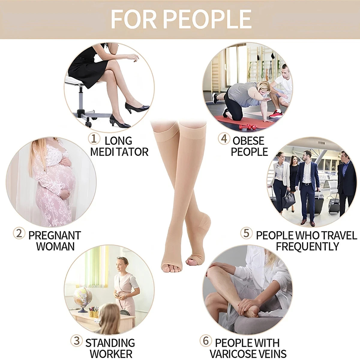 Medical Compression Socks for Women & Men Varicose Veins Fatigue Flight Travel