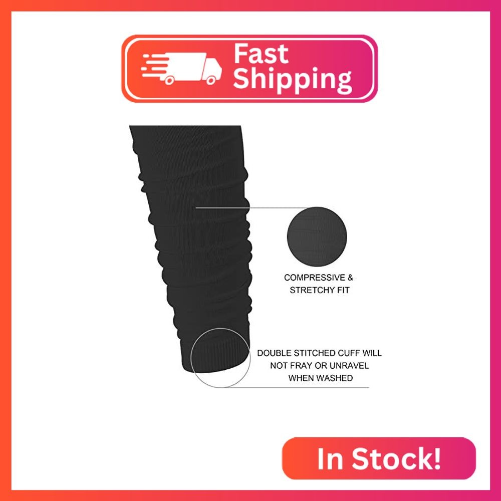 QEES Black Football Scrunch Leg Sleeves for Men Women,Calf Leg Compression Sleev