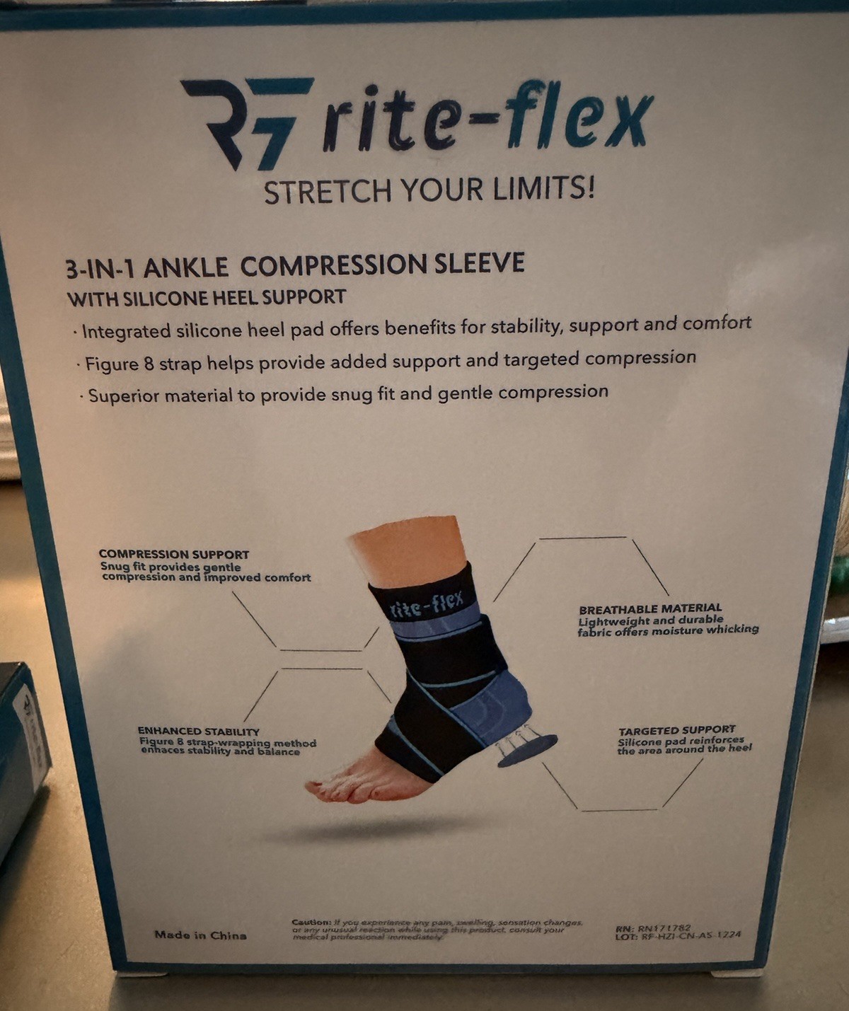 Rite-Flex 3-in-1 Ankle Compression Sleeve in size Medium