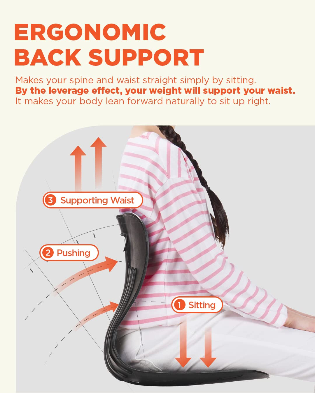Ergonomic Chair Back Support, Small and Flexible Posture Corrector for Child an
