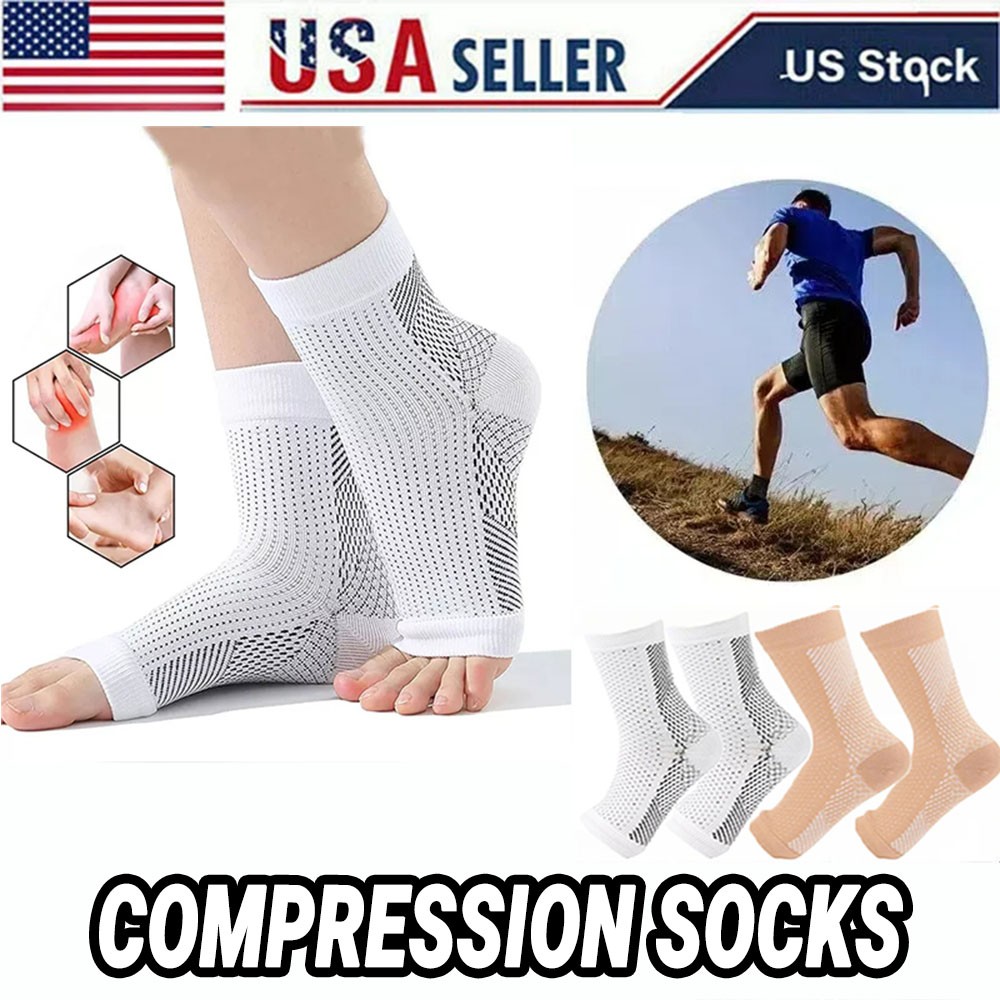 3 Pairs Open Toe Compression Socks Ankle Support Pain Relief Non-Slip Breathable