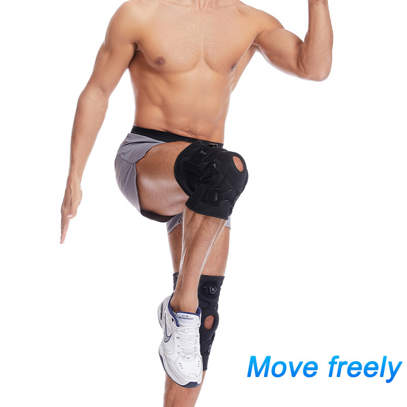 Hinged Knee Brace Joint Support Compression Sleeve Open Patella Stabilizer Wraps