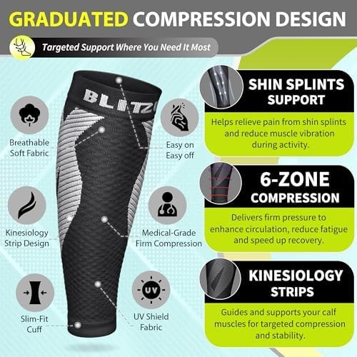 BLITZU Calf Compression Sleeve for Men & Women Footless Compression Socks Sup…