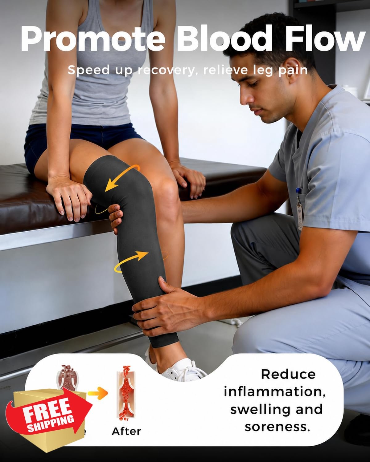 changenow Copper Compression Leg Sleeve Black Medium