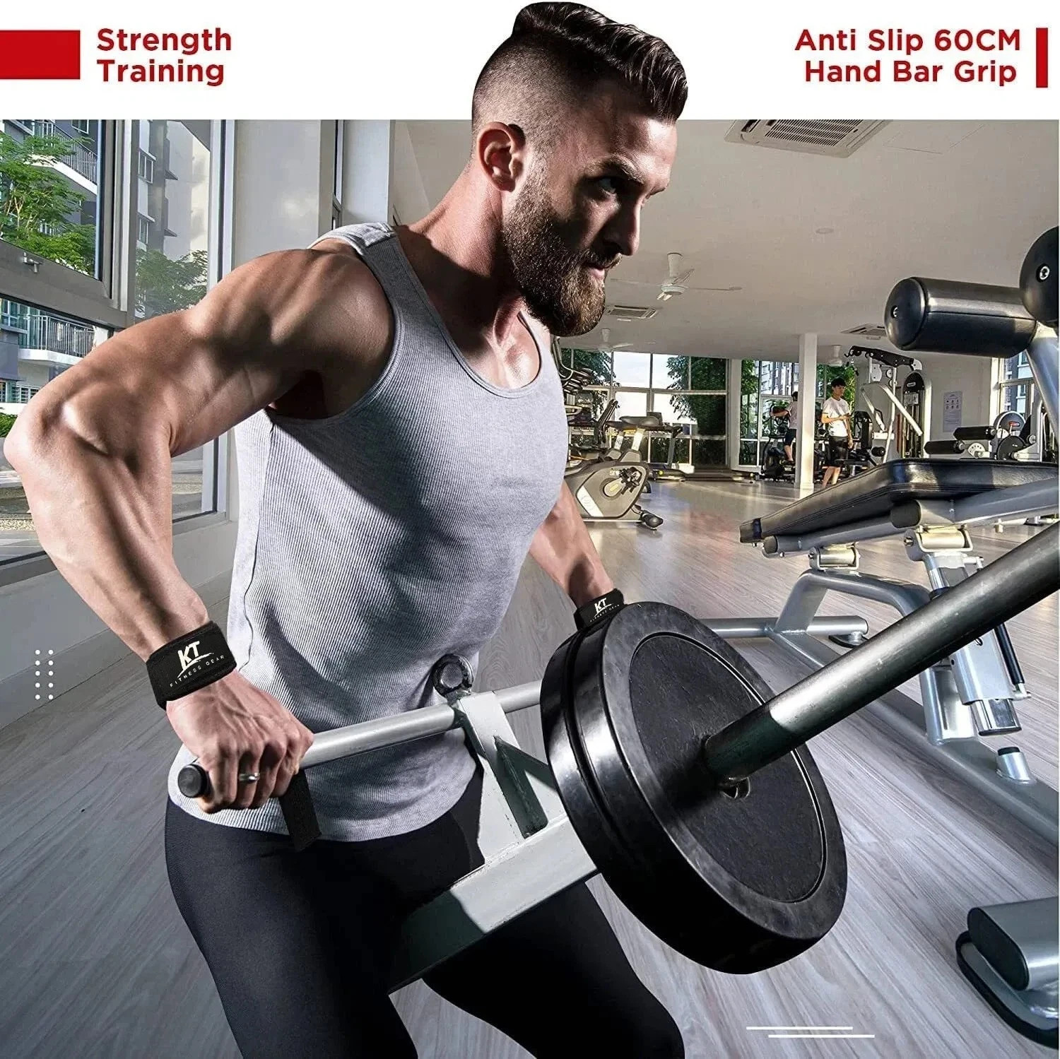Weight Lifting Training Gym Straps Hand Bar Wrist Support Gloves Wrap Brace Uk