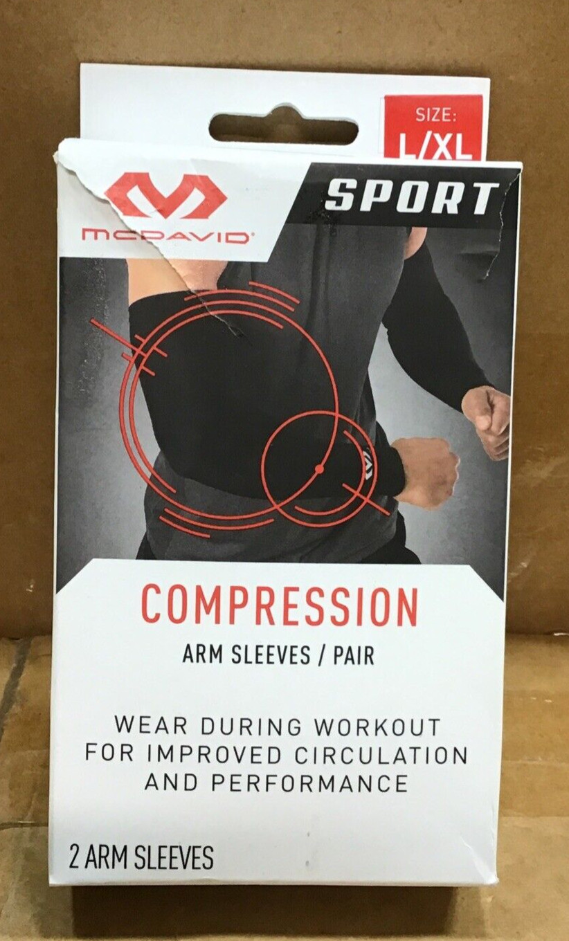 Compression Arm Sleeves Sports Support Brace Shin Wear WorkOut L/XL Pair