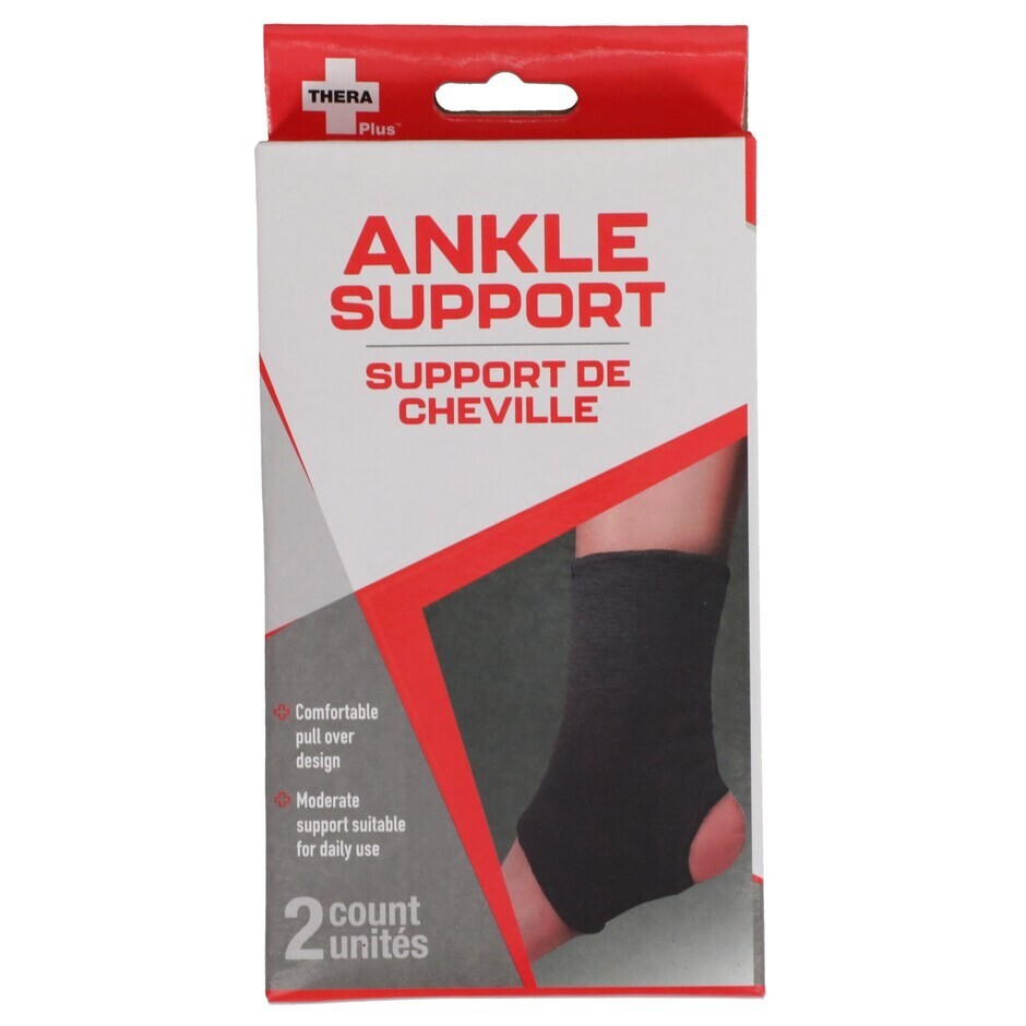 Thera Plus Ankle Support 2pk (Black) Unisex, Moderate Support, Free Shipping