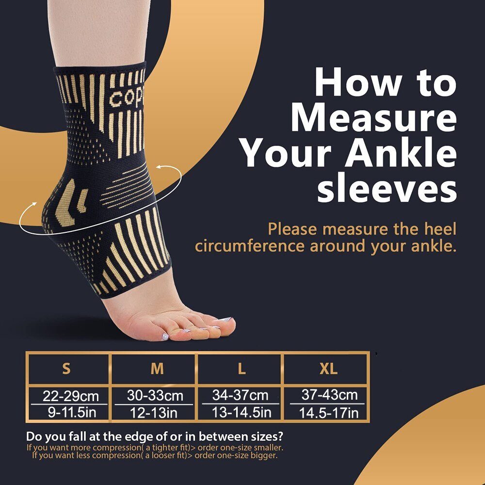 2 PCS Copper Ankle Support Brace Compression Strap Achilles Tendon Sprain Sports