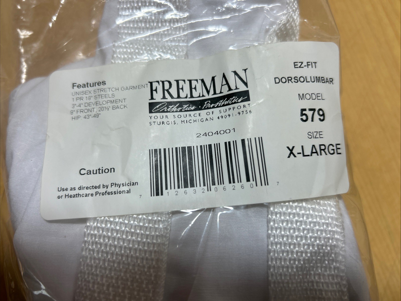 Freeman 579 Dorsolumbar Support Back Brace Size XL (6522)