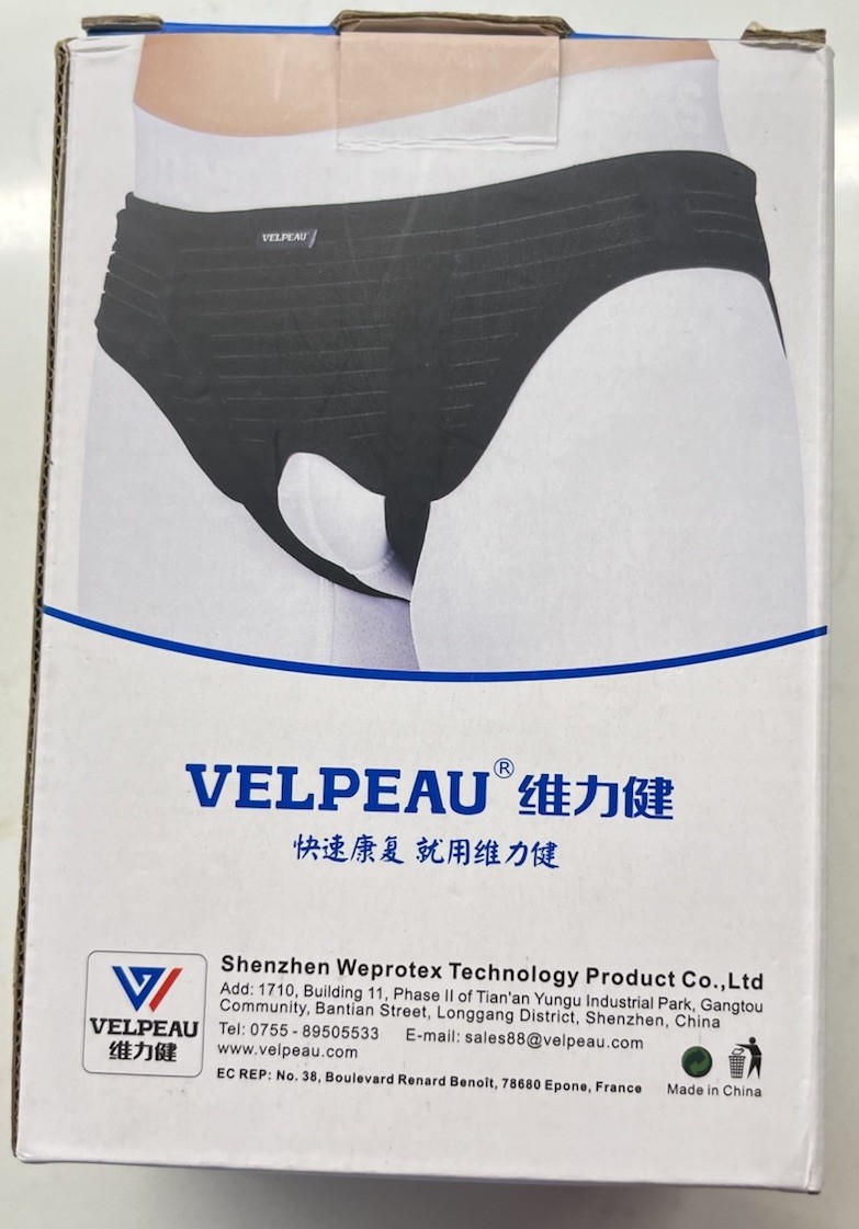 VELPEAU Hernia Support Belt Double Inguinal Groin Hernia Truss VP1002-S Black