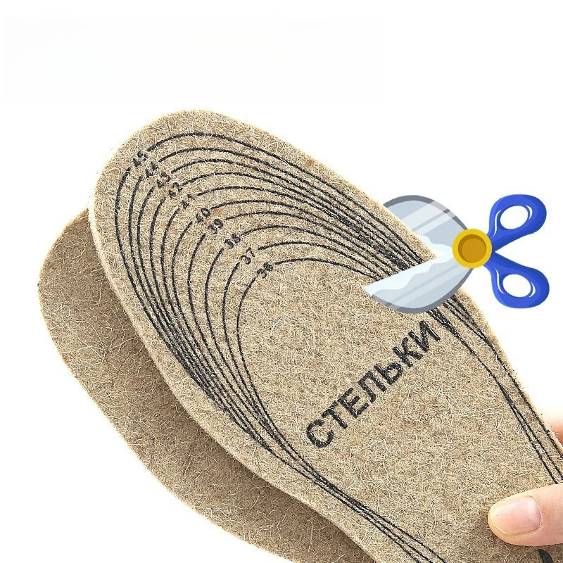 Wool Felt Insoles For Shoes Men Women Warm Shock-absorbing Insoles Shoes Pad Inl