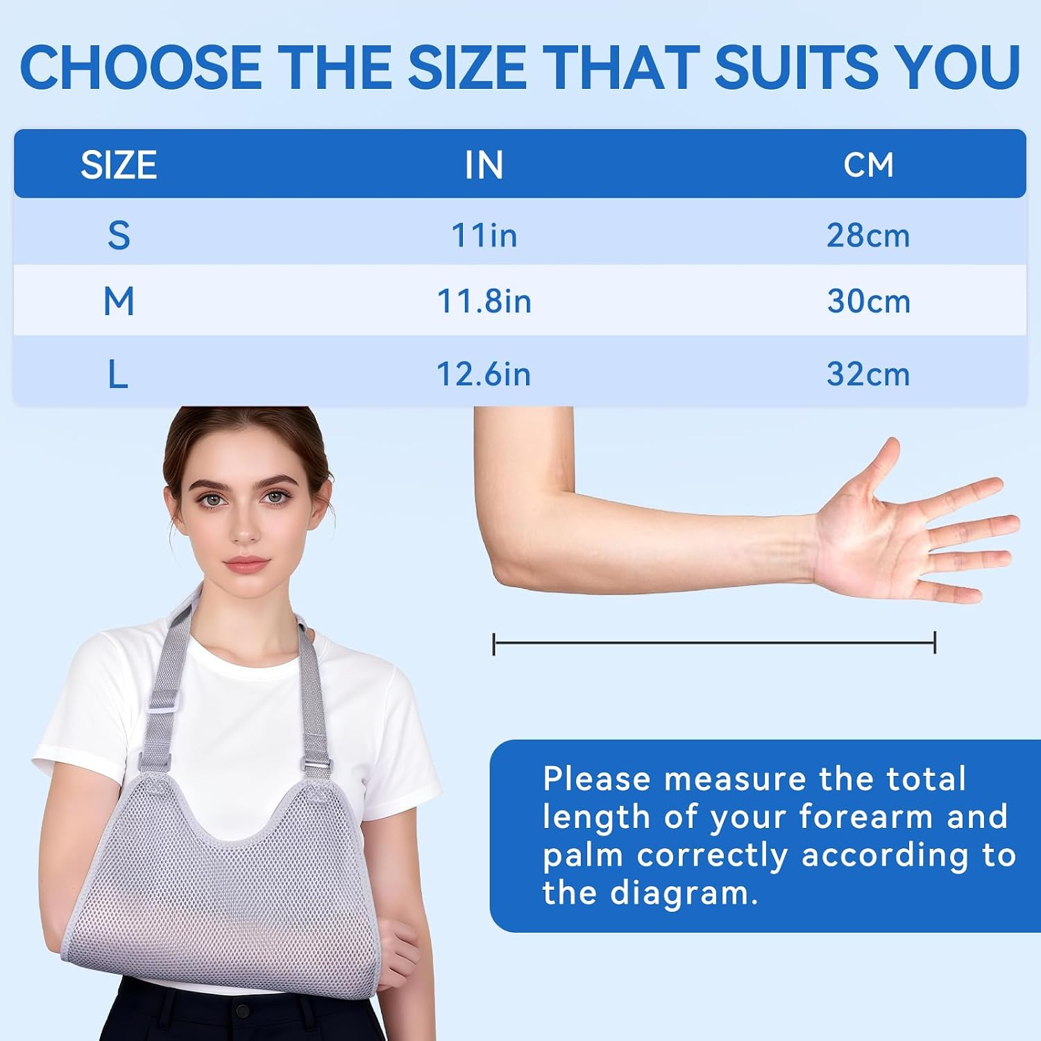 Mesh Shoulder Immobilizer & Arm Sling with Adjustable Straps for Torn Rotator Cu