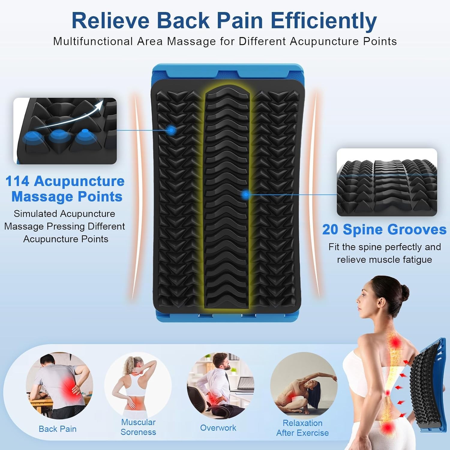 Minoll Back Stretcher for Lower Back Pain Relief Multiple Level Adjustable Arch