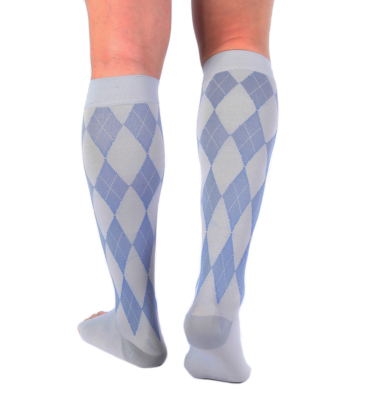 Doc Miller Open Toe Compression Sock 1 Pair 20-30 mmHg Varicose Veins GRAY/BLUE