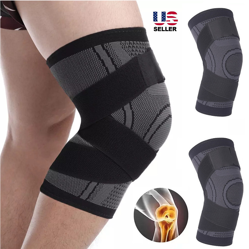 2×Knee Brace Compression Sleeve Support Sport Joint Arthritis Patella Stabilizer
