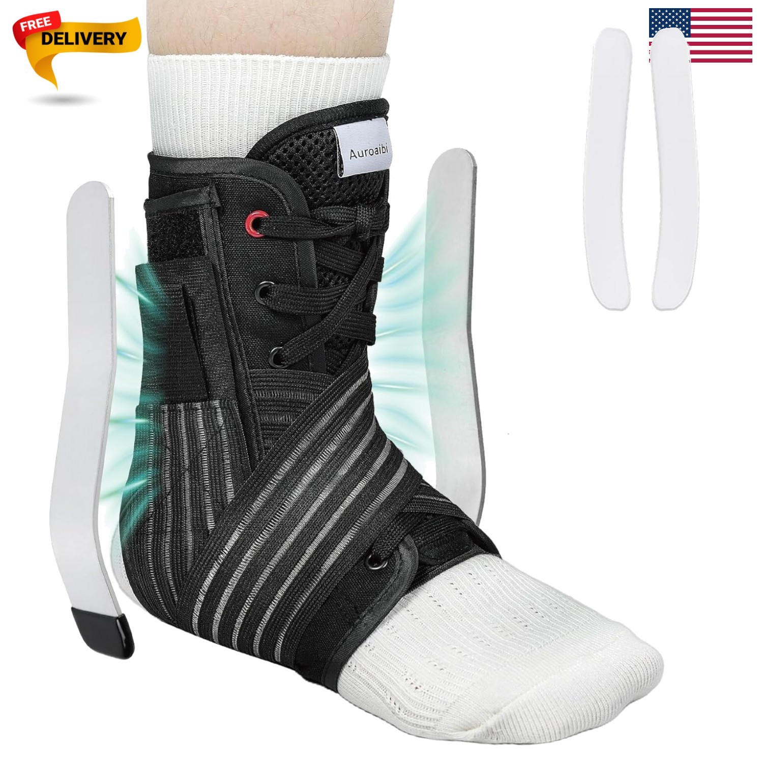 Ankle Brace for Women Men with Removable Side Splints, Lace Up Ankle Support …