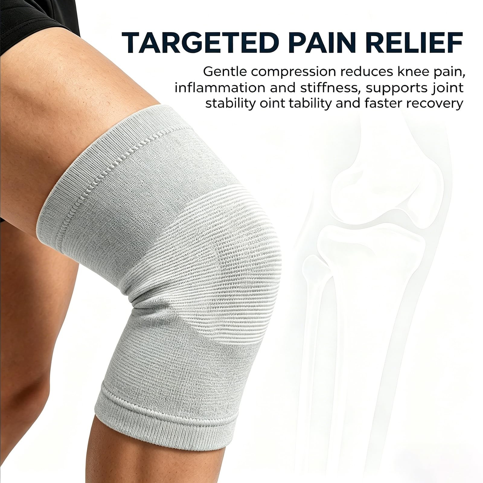 ANCEOMU Bamboo Charcoal Compression Knee Sleeve for Arthritis & X-Large, Gray