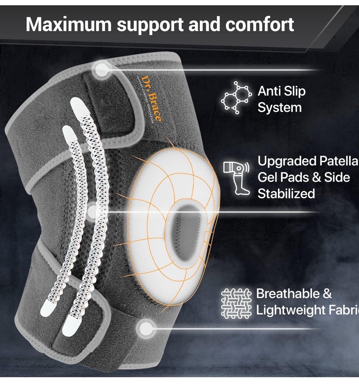 ELITE Knee Brace with Side Stabilizers & Patella Gel Pads for Maximum Knee Pain
