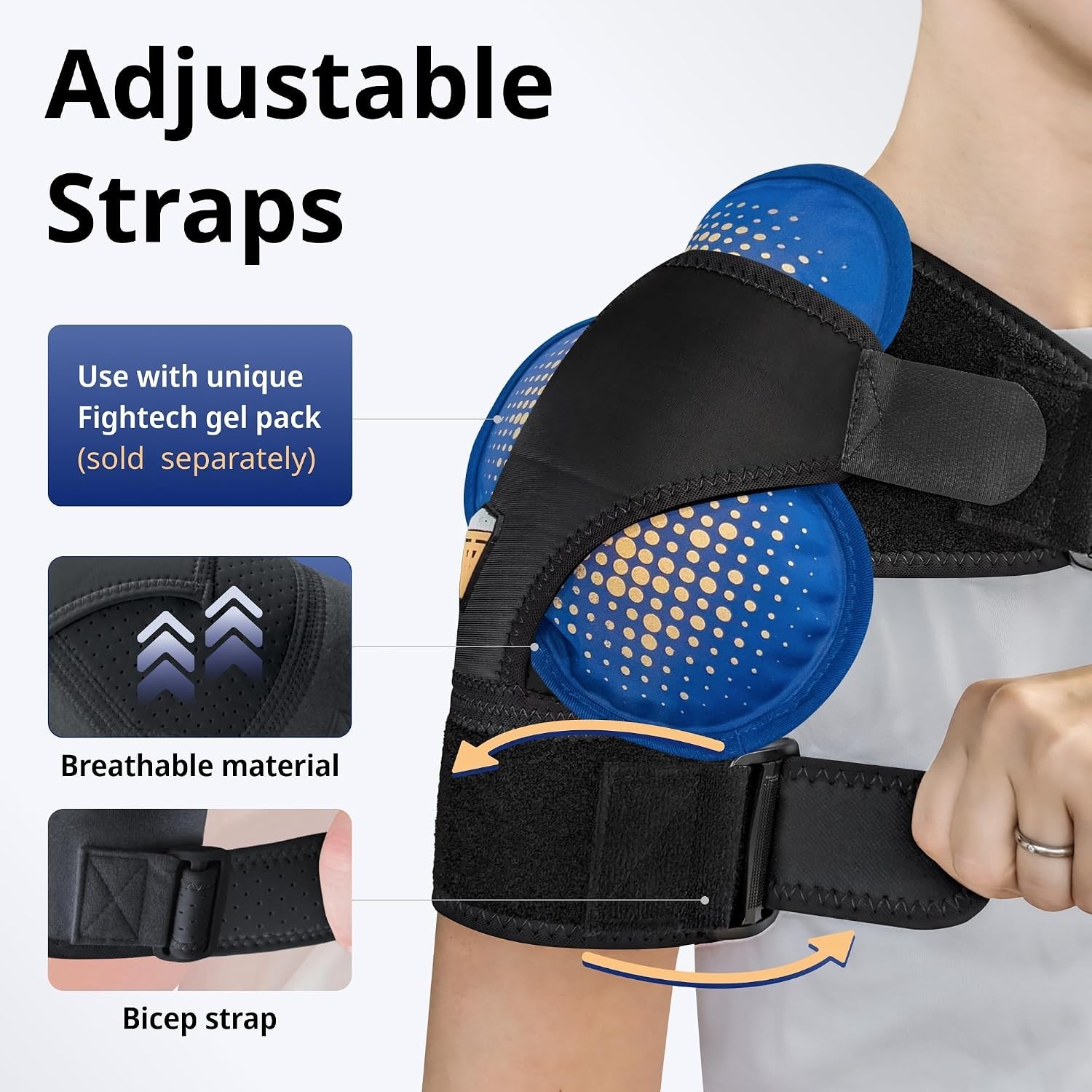 Black Rotator Cuff Support Brace for Men & Women – Adjustable X-Small Size